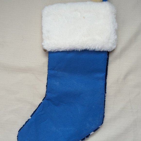 Christmas Holiday Stocking Festive Decor Blue White with Bells | New with Tag - Picture 3 of 4
